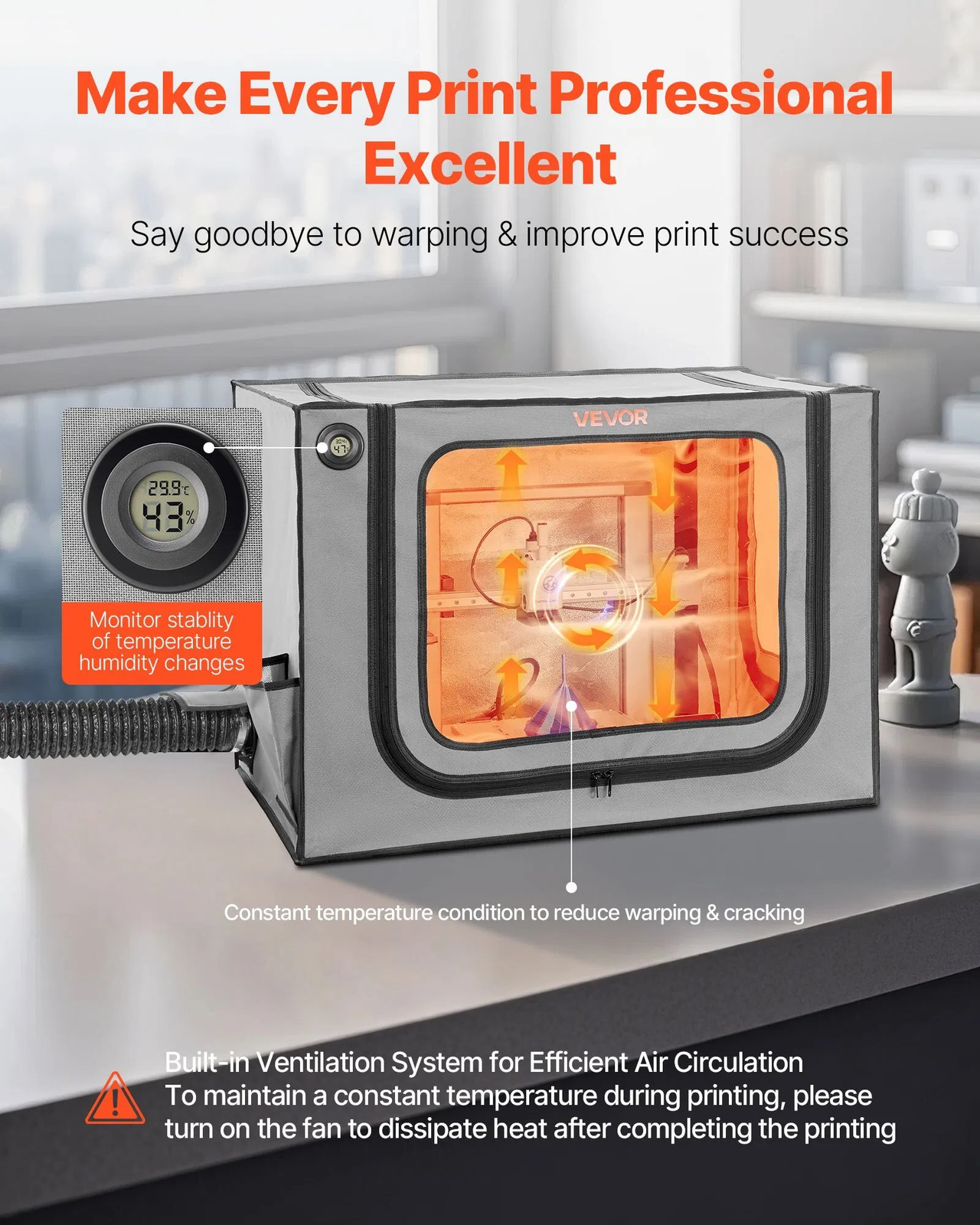 3D Printer Enclosure with Ventilation, Dustproof Waterproof Large Size 600D Oxfo