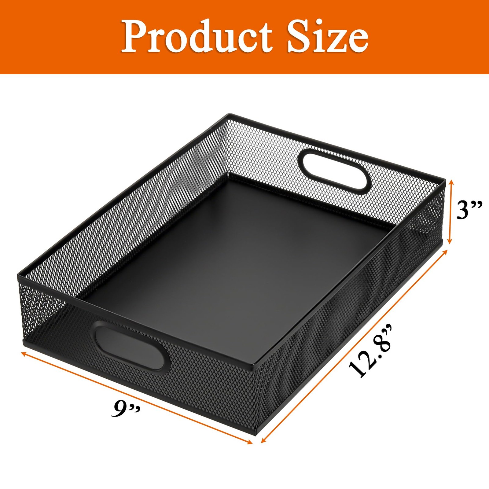 Desk Drawer Organizer Tray 2 Pack Metal Mesh with Handle Large Storage Basket