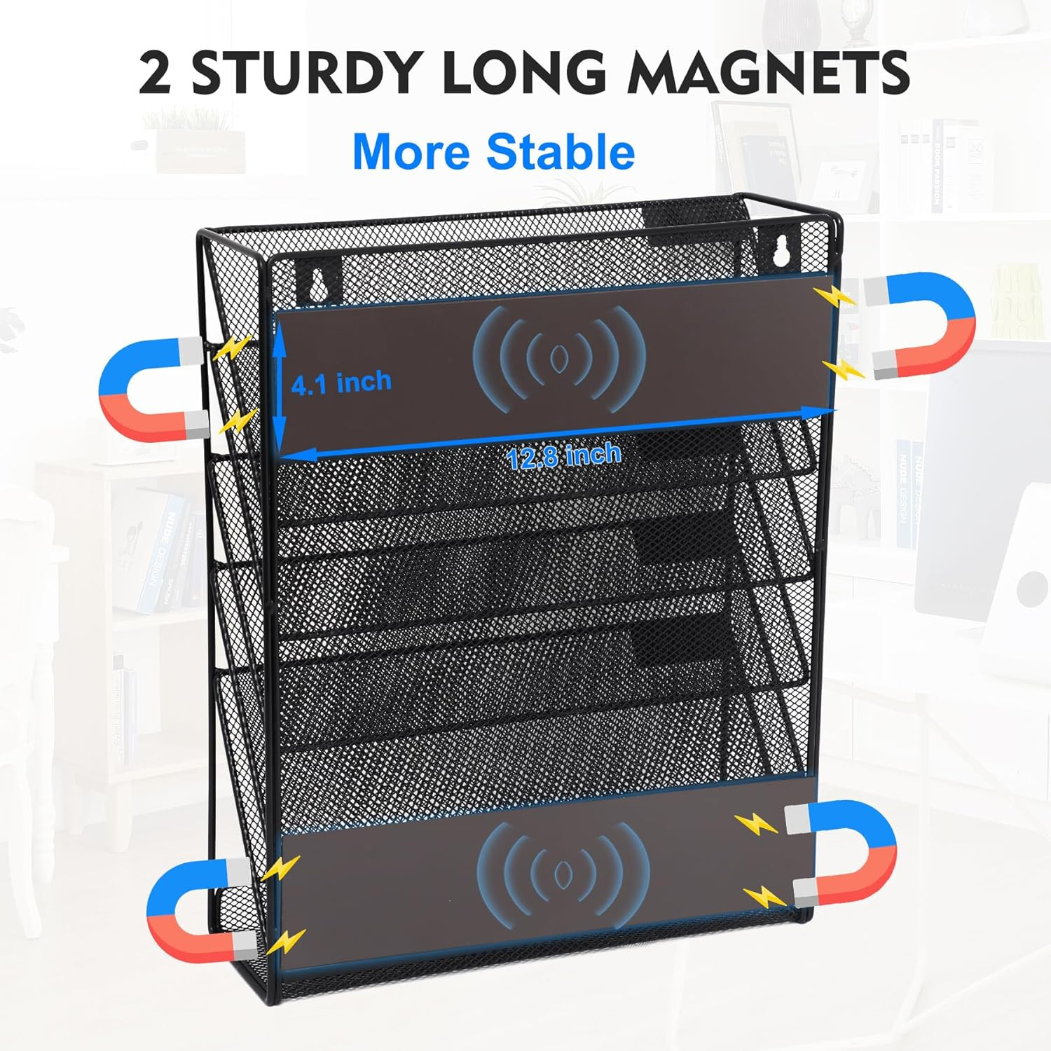 Magnetic File Organizer Mesh 6-Tier, Hanging Wall Mount File Organizer Vertical