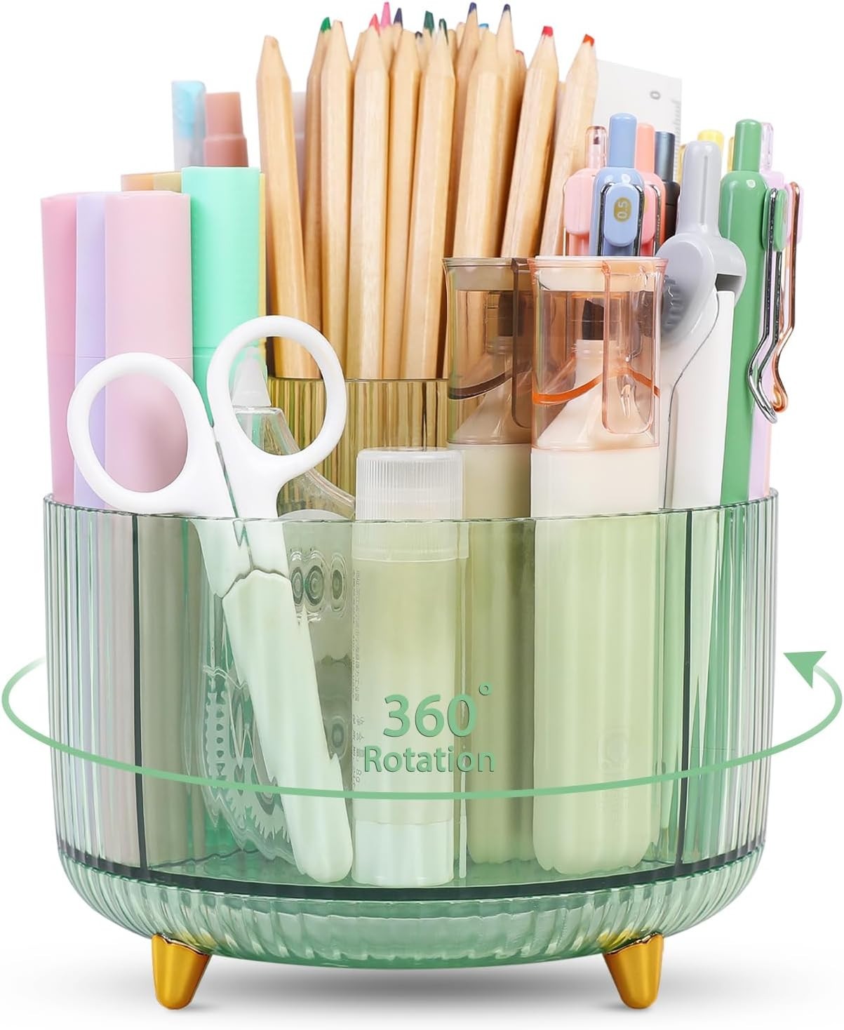 Rotating Pencil Pen Holder, Pen Organizer with 5 Slots – Aesthetic Desk Organ…