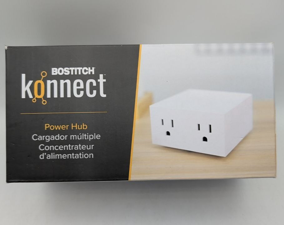 Bostitch Konnect Power Hub With Two AC Outlets For Office Desk Workspace White