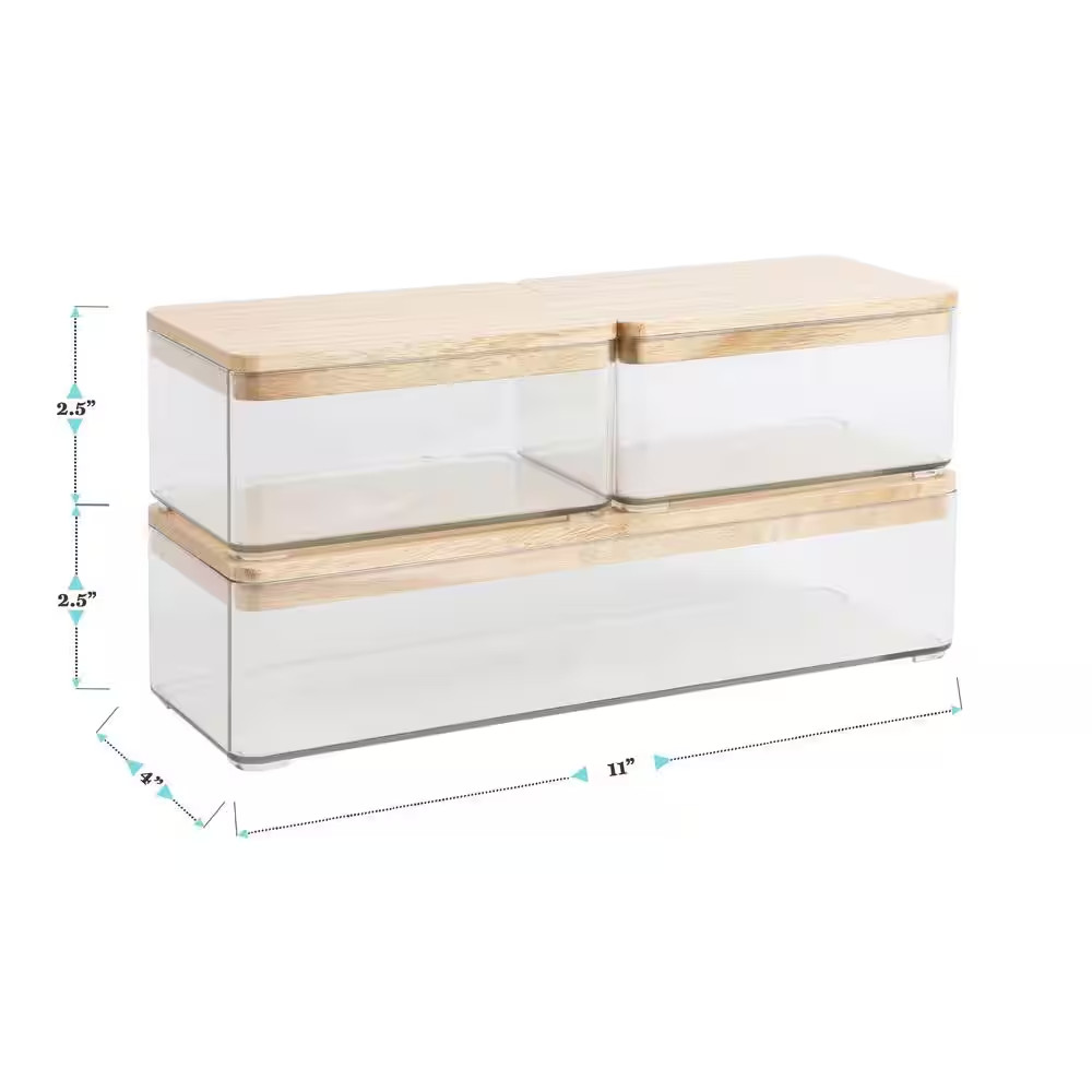 Clear/Light Natural Desk Organizer Set of 3 – 2 Small/1 Large