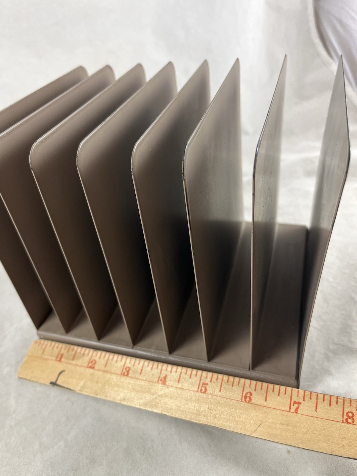 Small Metal Desk File Letter Paper Organizer 7.25 x 6 x 6 Inches Vintage