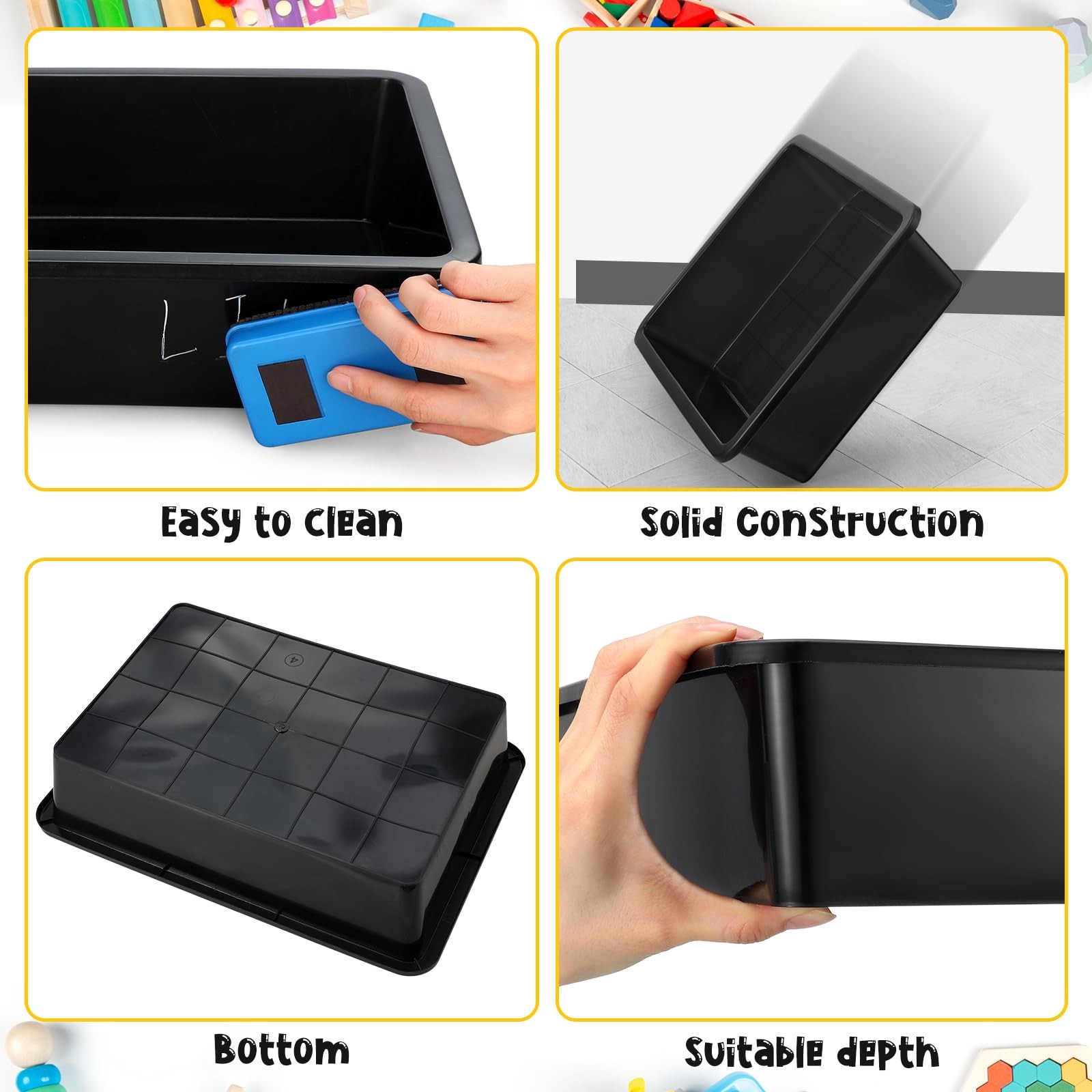 10 PCS Flat Storage Organizer Letter Tray 13.78×9.84×3.15 Inch Black Basket