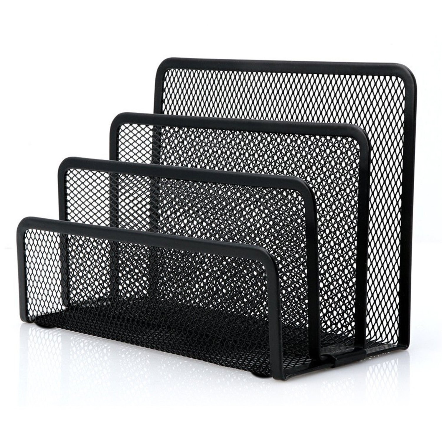 Desk Mail Organizer, File Holder Letter Sorter with 3 Vertical Upright Metal Mes