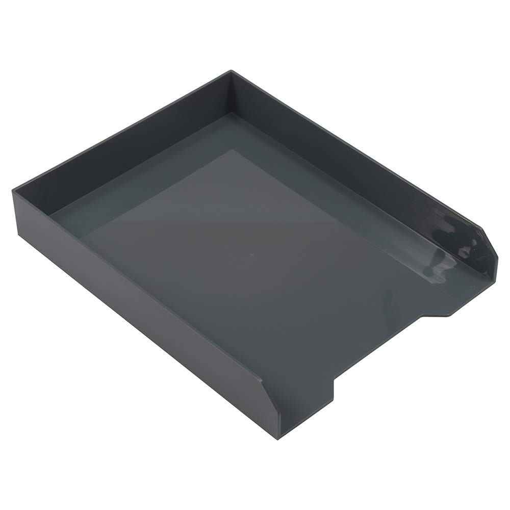 Stackable Paper Trays – Grey – Desktop Document, Letter, & File Organizer Tra…