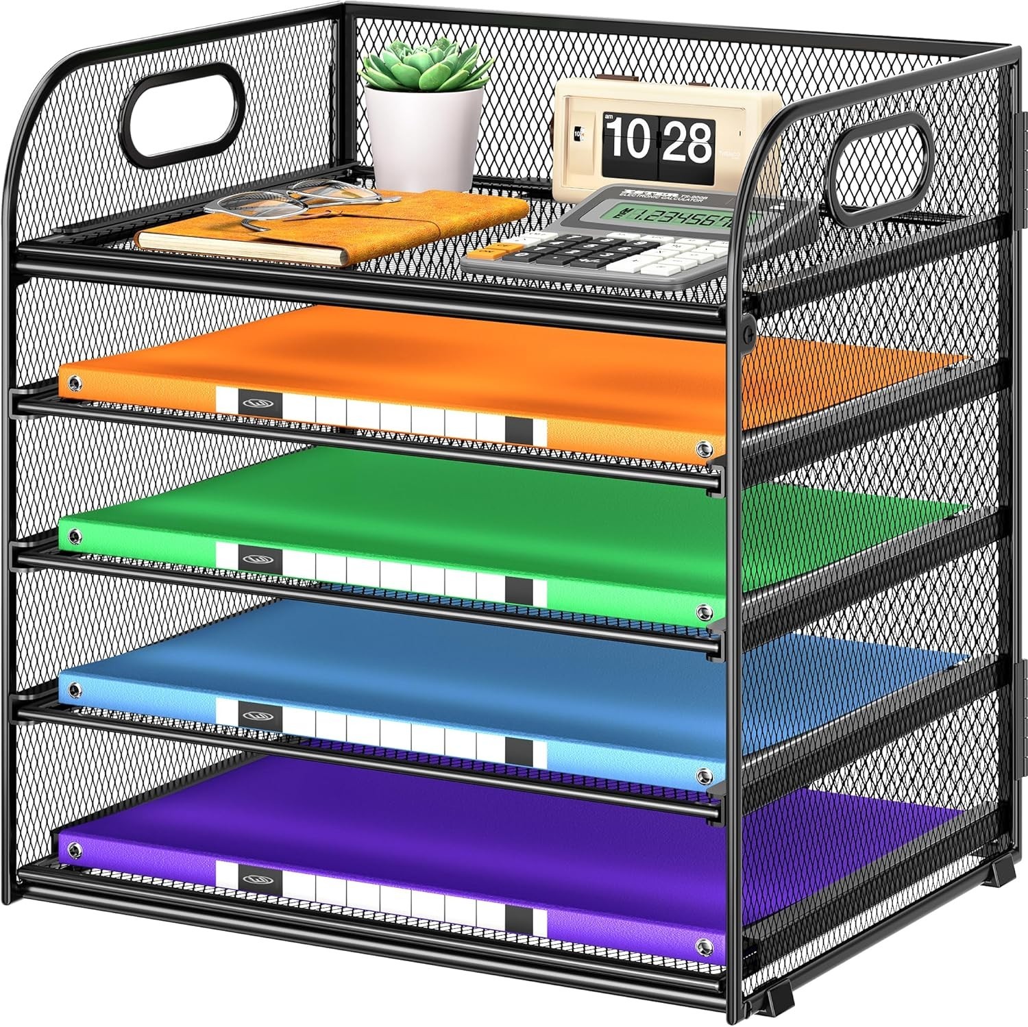 5-Tier File Folder Organizer with Handle – Efficient Desk Storage