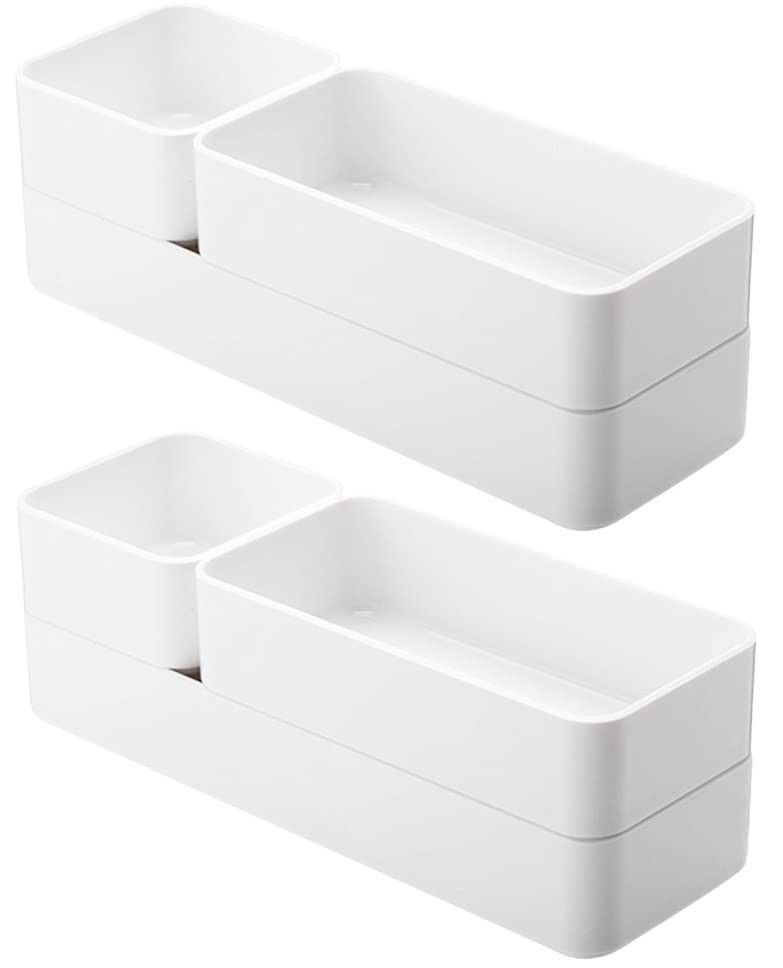 RAUVOLFIA Plastic Drawer Organizers Set, 3-Size Versatile S+M+L, White