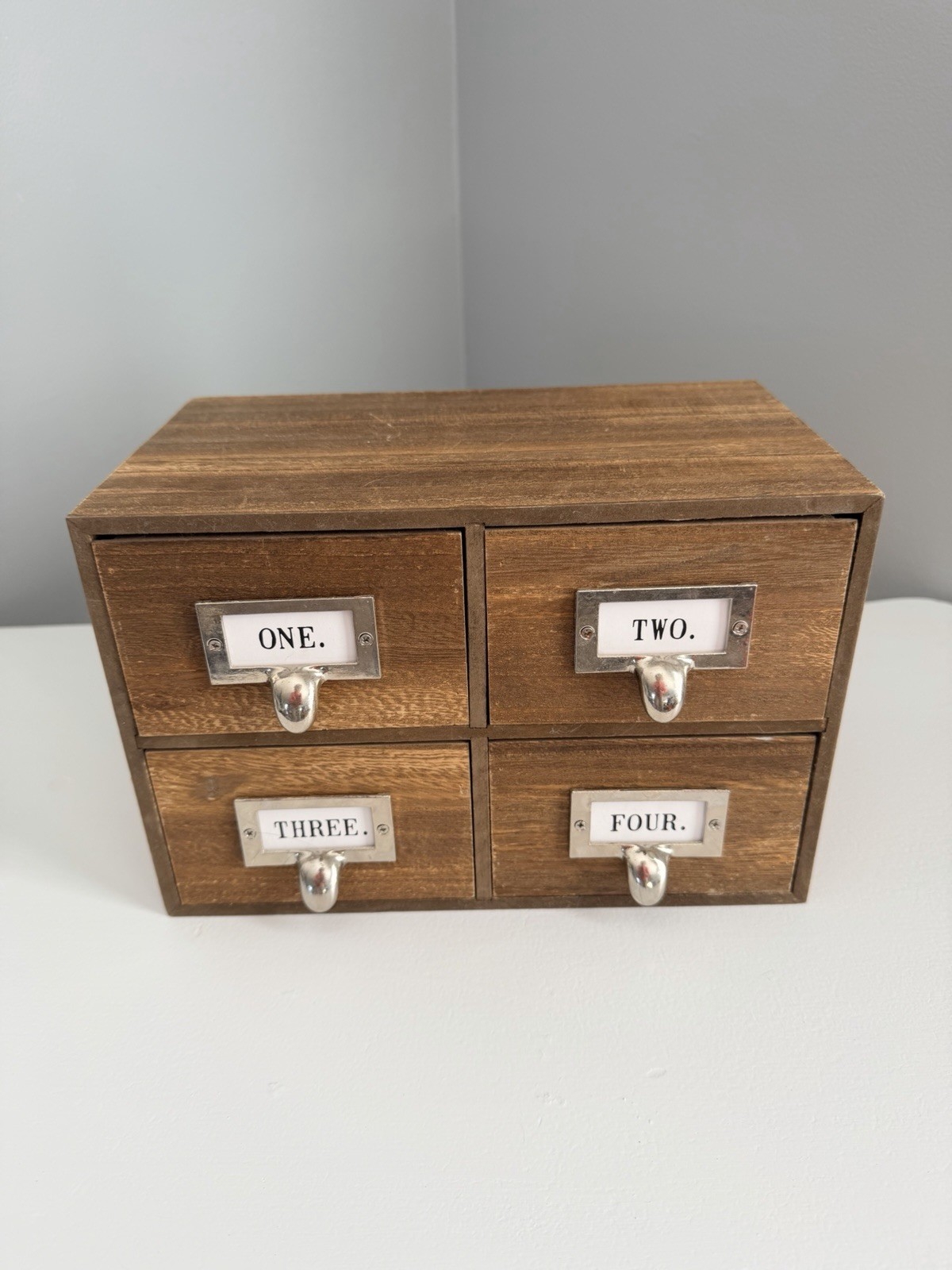 Desk Organizer with Drawers Wooden Desktop Storage Cabinet Storage Box, 4 Drawer