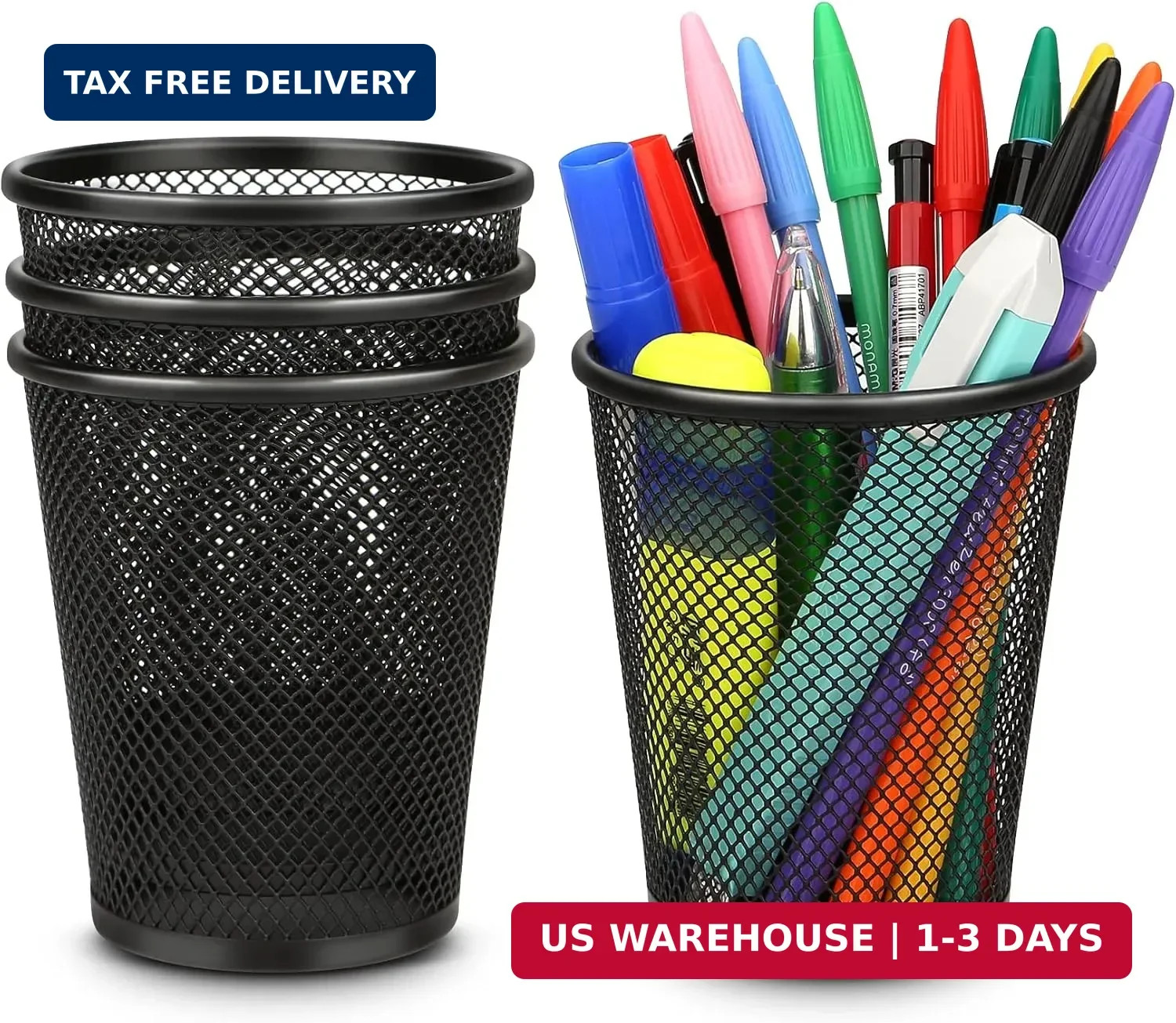 Smgmg Pen Holder for Desk, Pencil Holder for Desk, 4 Pack Pencil Cup for Pen, Me
