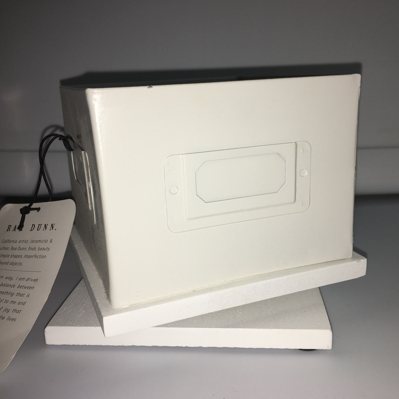 NWT Rae Dunn Desk Organizer White Wooden Desk Spinner Swivel Office Organizer