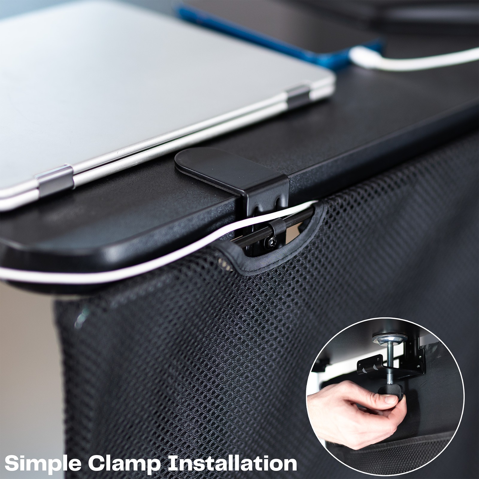 VIVO Black Clamp-on 48″ Privacy & Cable Management Sleeve Panel Kit for Desk