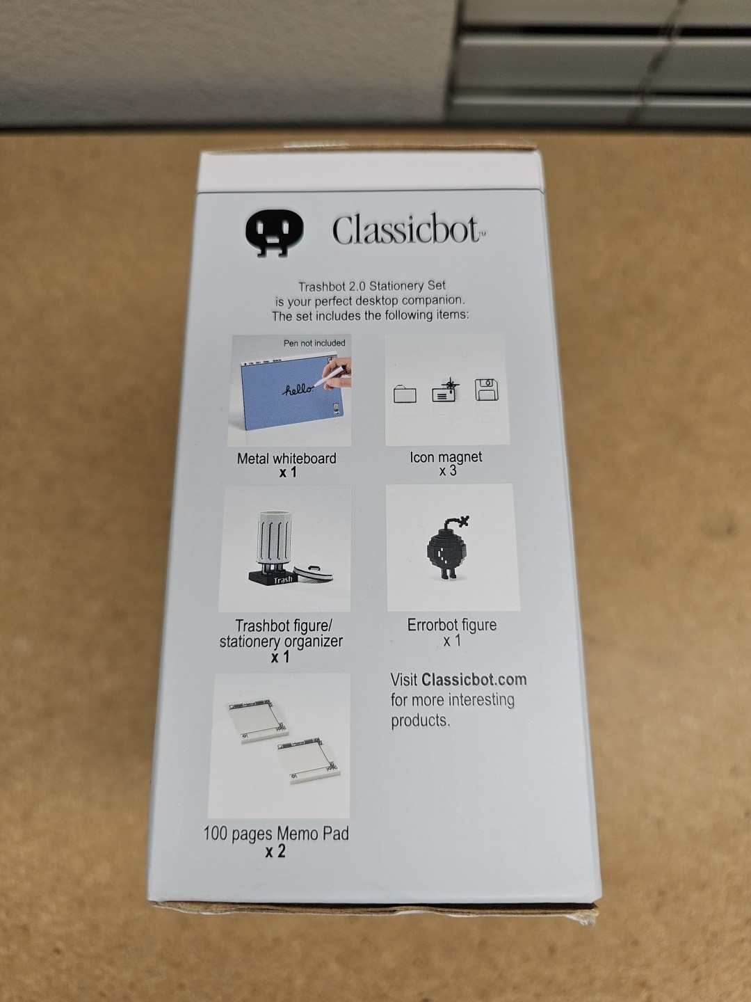 Trashbot 2.0 Stationery Set Retro Desk Organizer Classicbot & Whiteboard (G6)