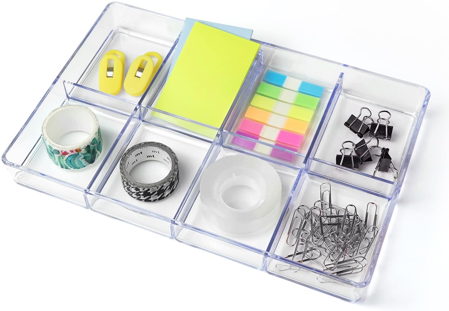 carrotez Small Stackable Jewelry Organizer Tray, 8 Grid, Clear Plastic clear