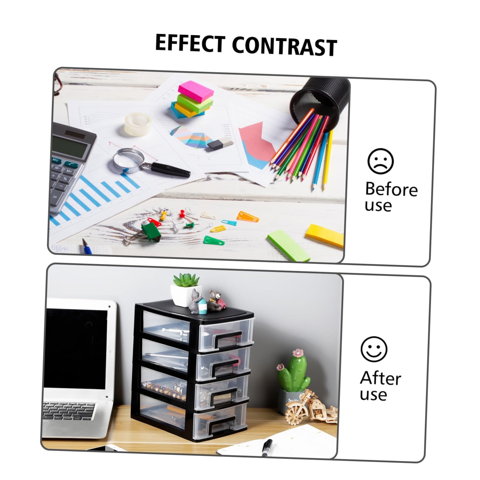 Plastic Drawers – 4 Layer Small Desktop Organizer 25.20X21.00X15.20CM, Black