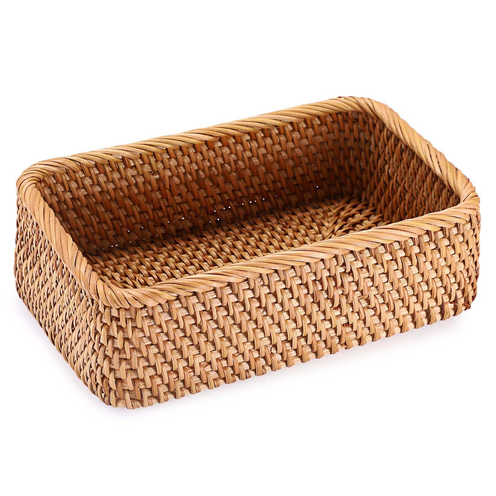 Small Remote Basket for Coffee Table Entryway Living Room Rattan Serving Tray…
