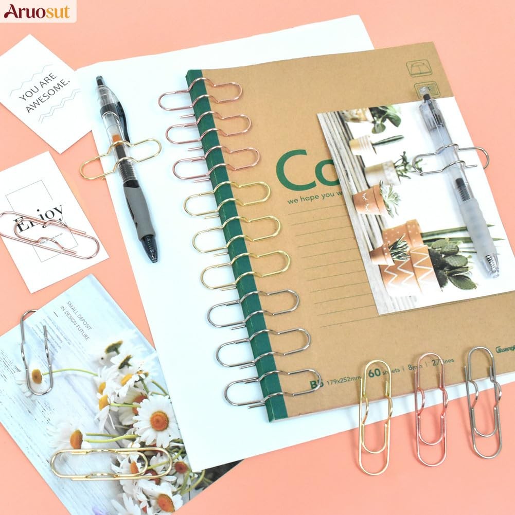 24 Pack Pen Clips, Metal Paperclip Pen Holder Clip Pencil Clip for Notebooks,…