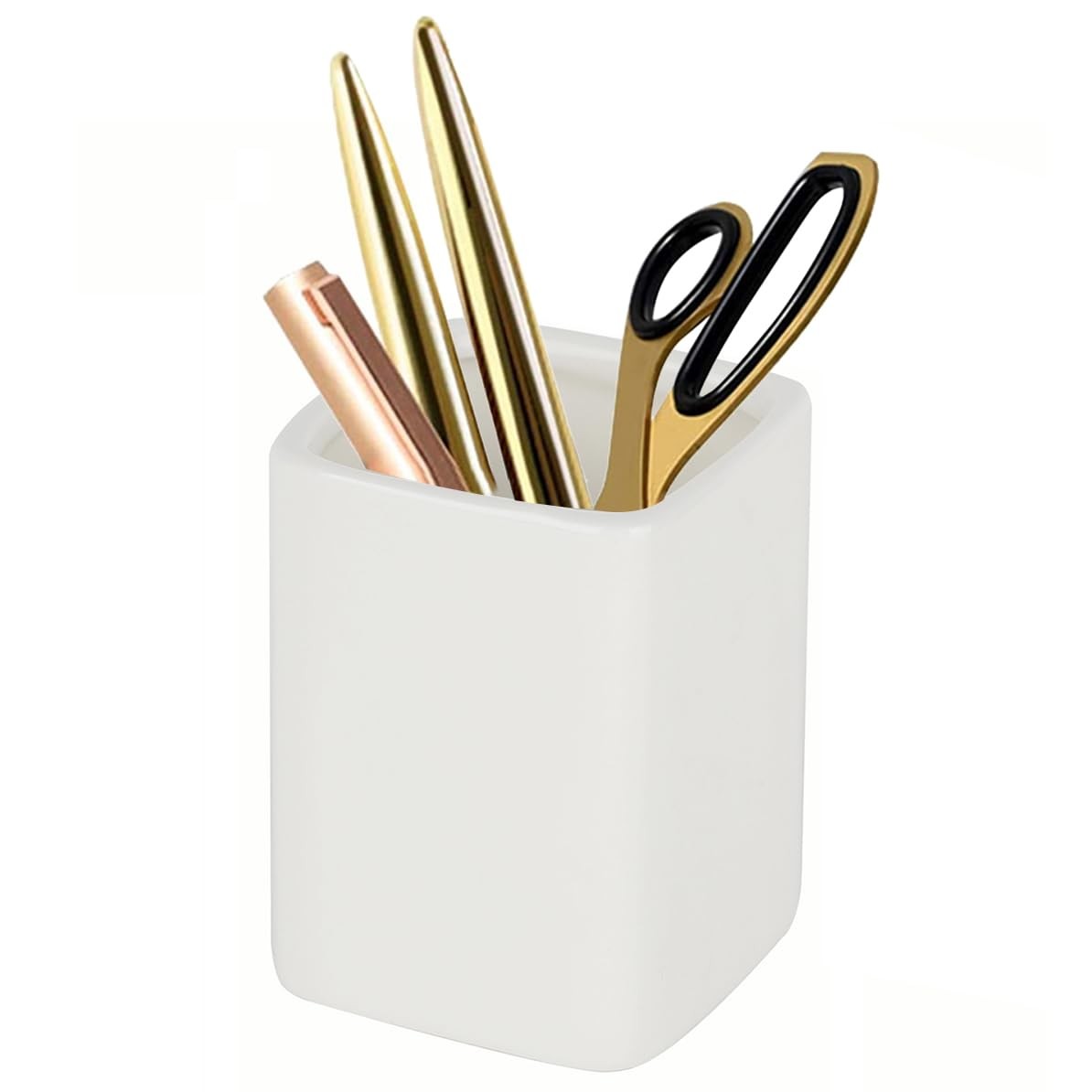 Square Ceramics Desk Pencil Holder With Metal Frame, Suitable for Offices and…