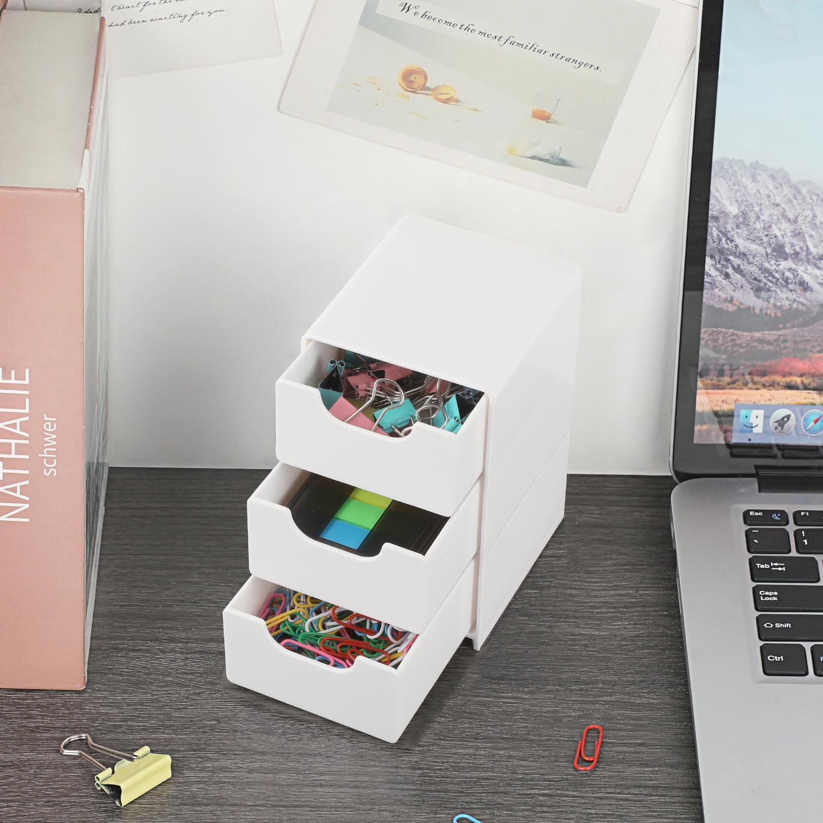 BTSKY 1 Pack Small Acrylic Storage Organizer with Drawers, 3-Layer White