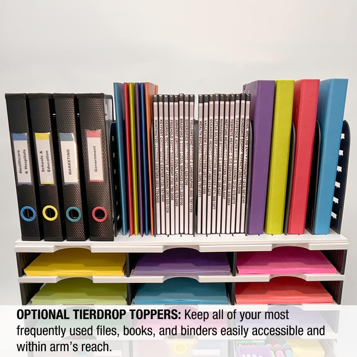 Desktop Organizer 12 Letter Tray Sorter plus Riser Storage Base for Easy Access
