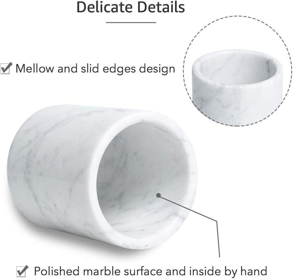 Natural Marble Pencil Pen Holder Stand for Desk Makeup Brush Cup for Girls