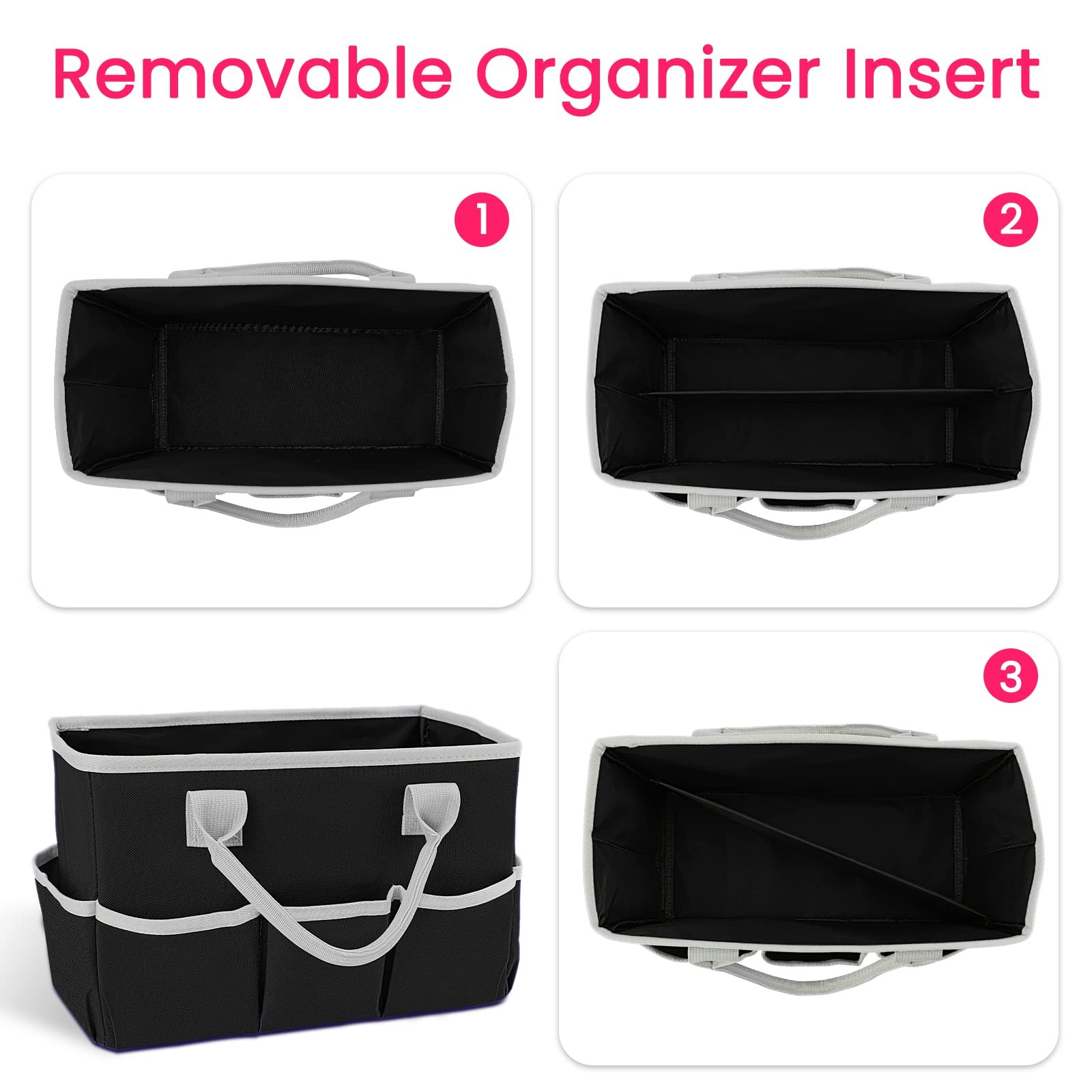 Desktop Tote Organizer Teacher Bag For Arts Books Stationery Makeup Black