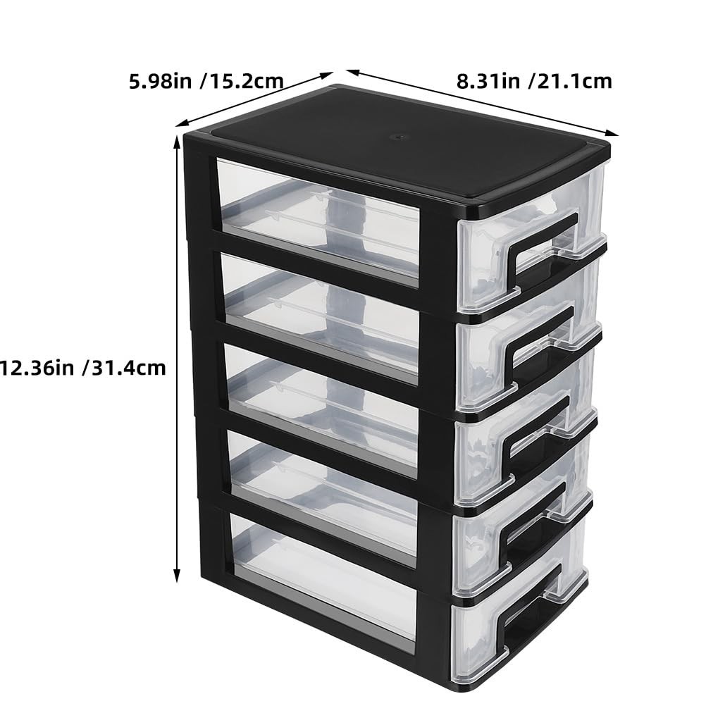 NOLITOY Multifunctional 5-Drawer Plastic Storage Cabinet Organizer Black
