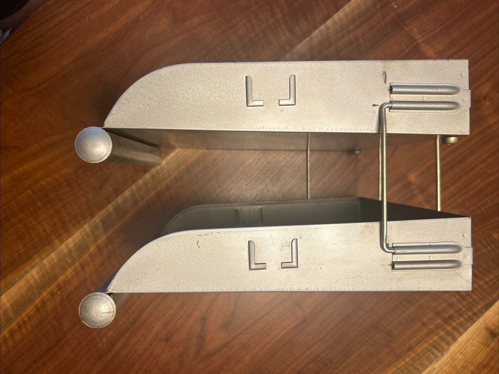 VINTAGE 2-TIER DESK TRAY ORGANIZER HEAVY STEEL IN OUT FILE TWO