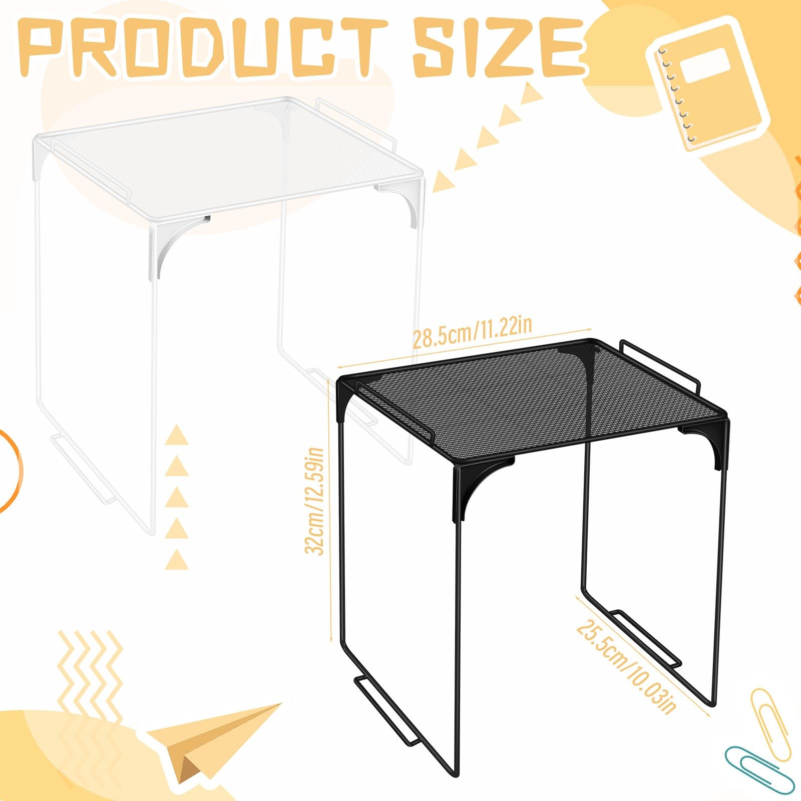 2 Pcs Locker Organizer Shelf Black and White Stackable Extra Locker Shelf Sto…