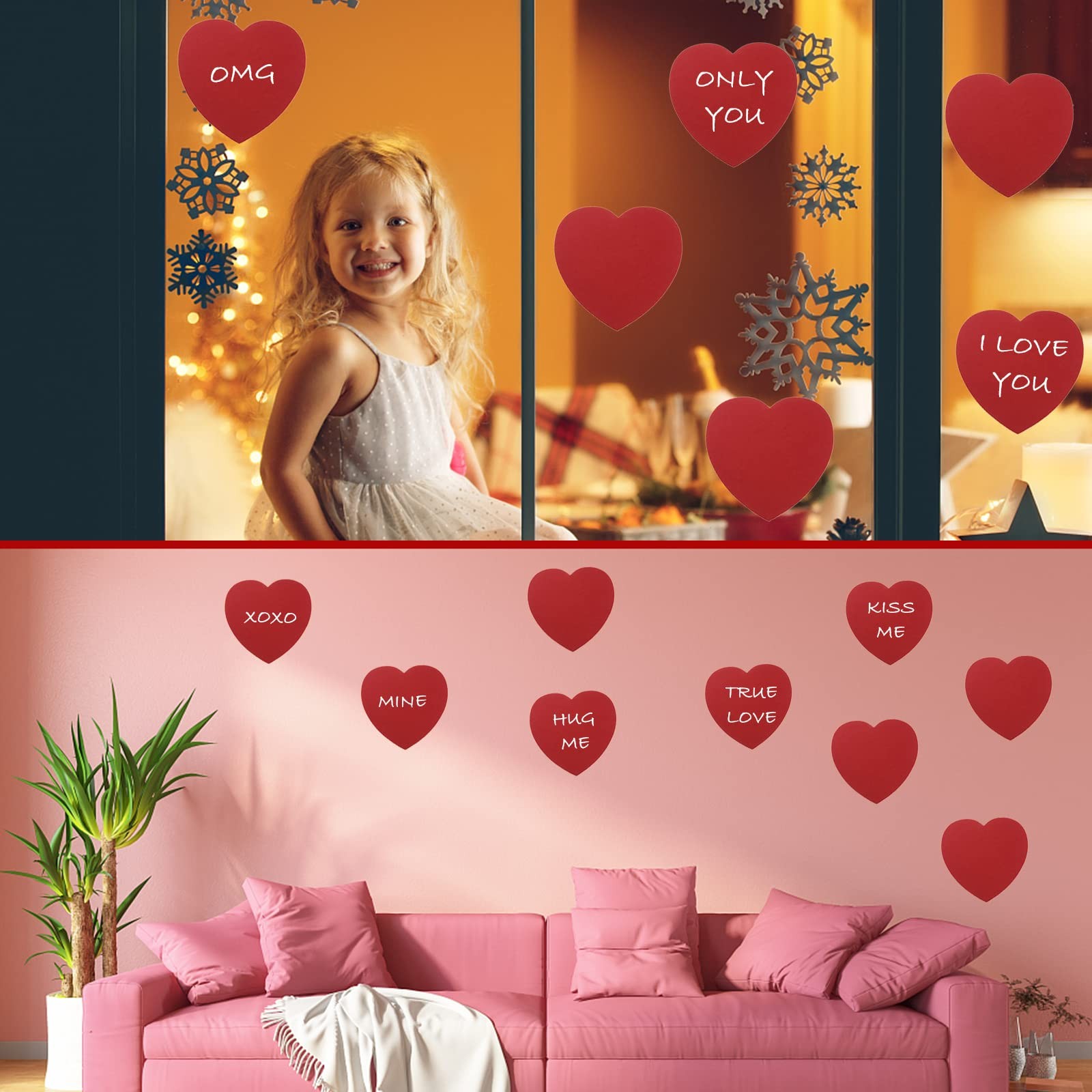 72 Pcs 6 Inch Large Heart Paper Cutouts, Double Sided Shape Red