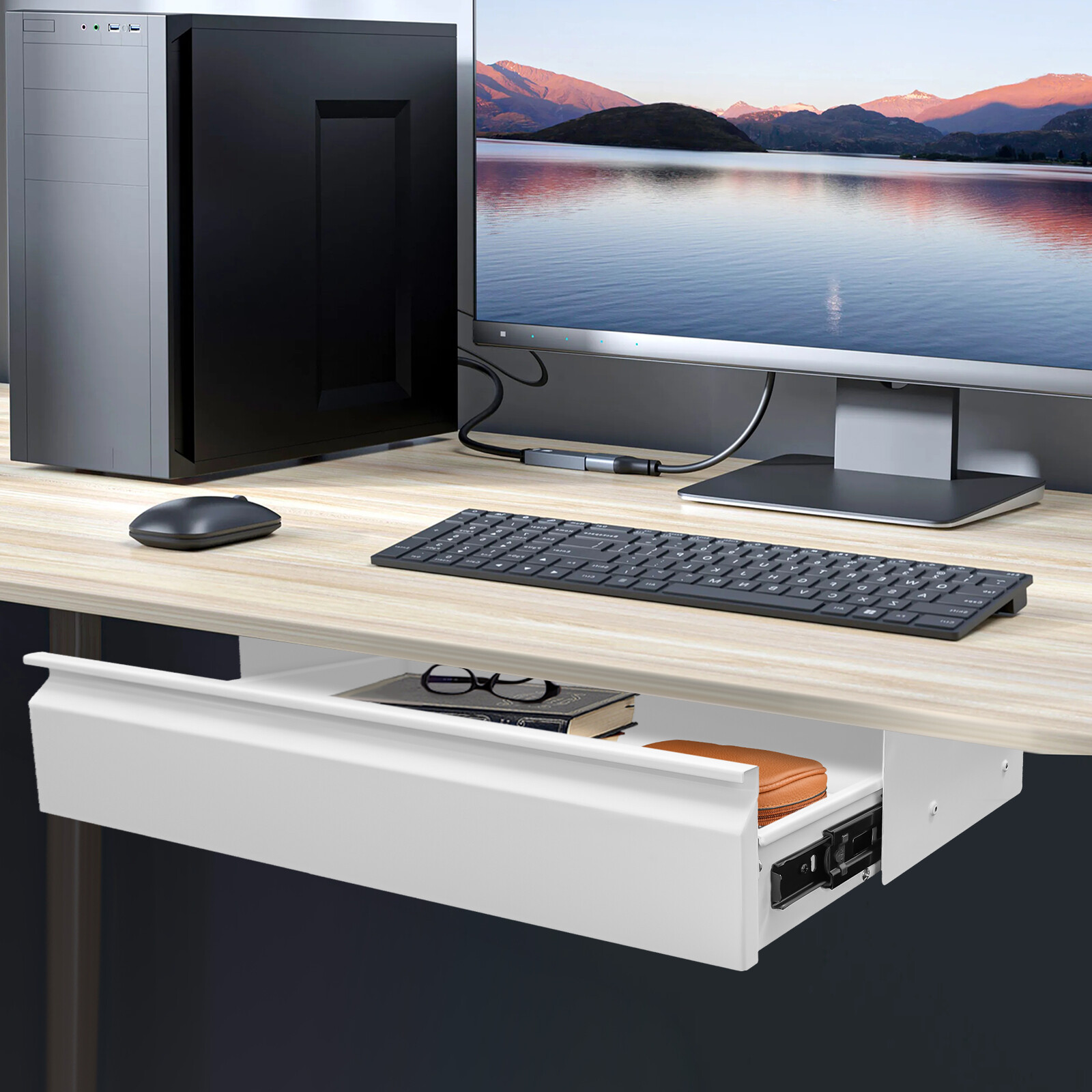 Under Desk Sliding Pull-Out Drawer – Space-Saving Organizer for Workstations