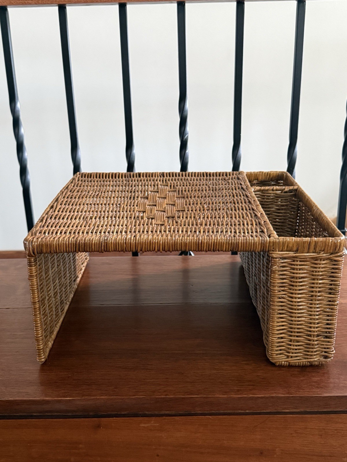 Wicker Rattan Organizer Lap Tray