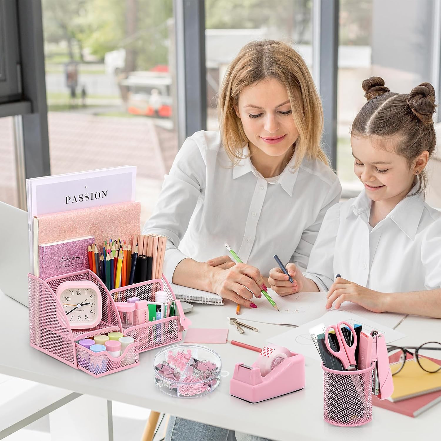 13-In-1 Office Desk Organizer Set with Stapler and Tape Dispenser, Pen Holder, S