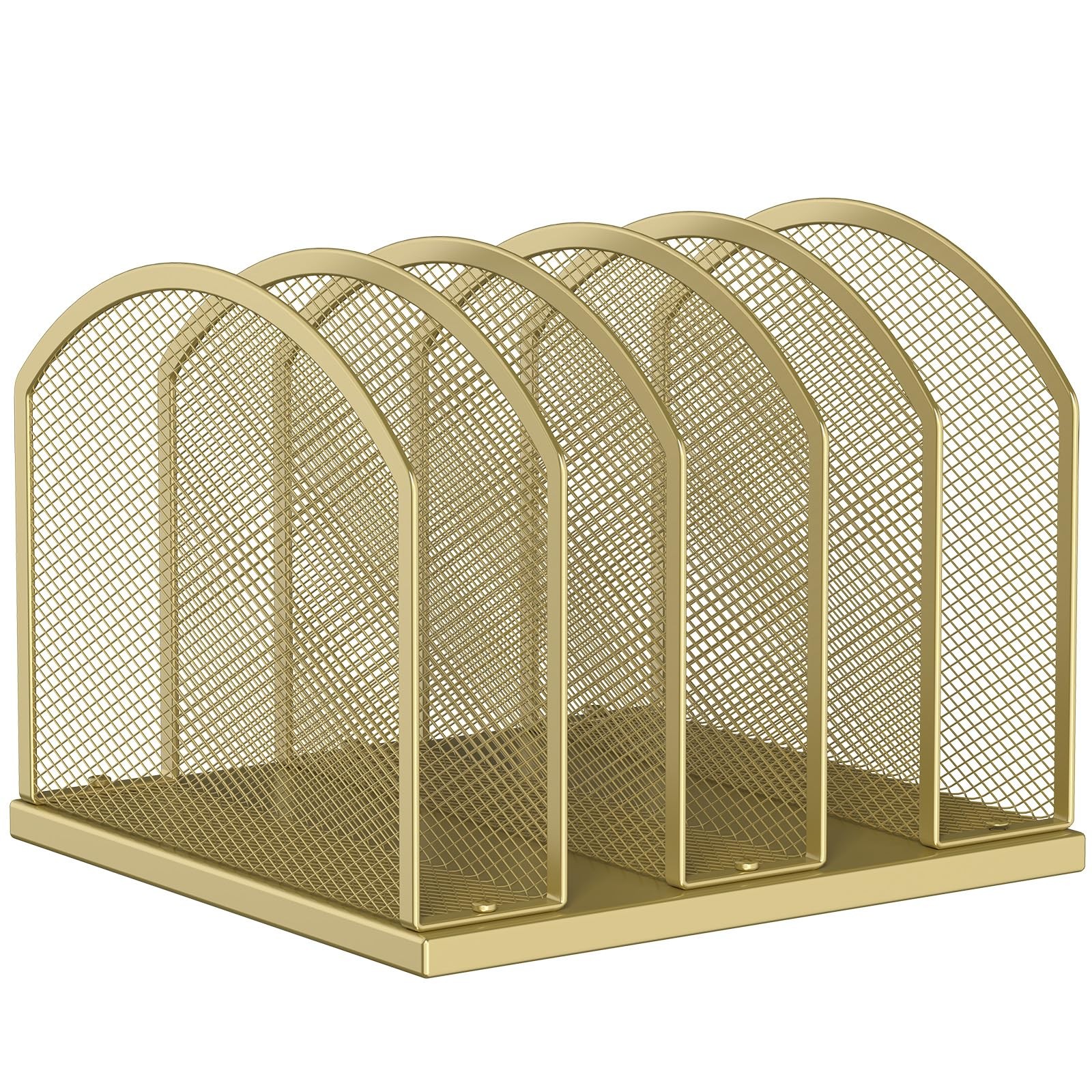 5-Section Vertical Desktop Organizer, 5-Section Mesh File Folder Stand Sorter…