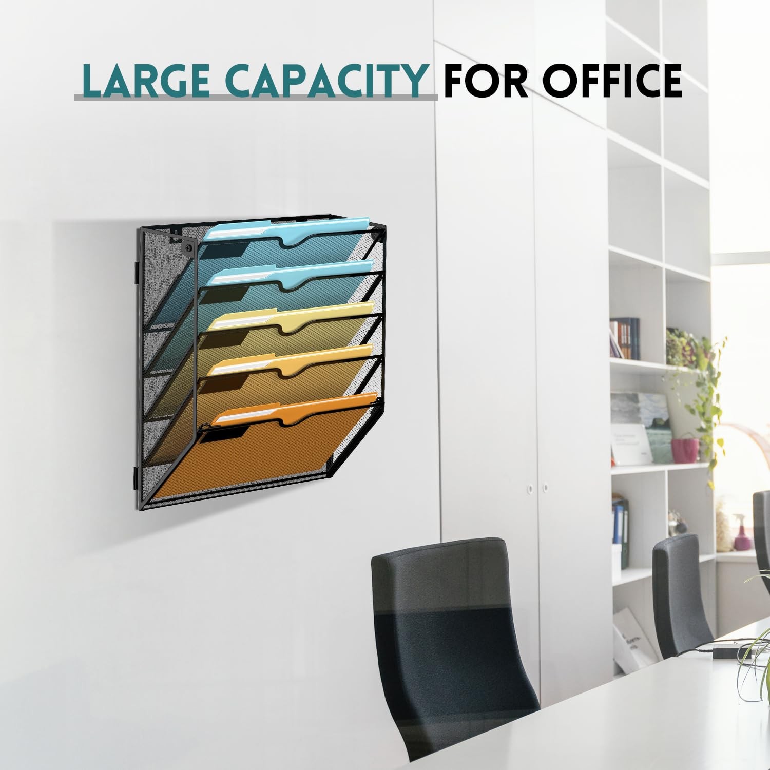 Supeasy 5 Tier Wall File Organizer Hanging Wall Mounted Mail Organizer Label