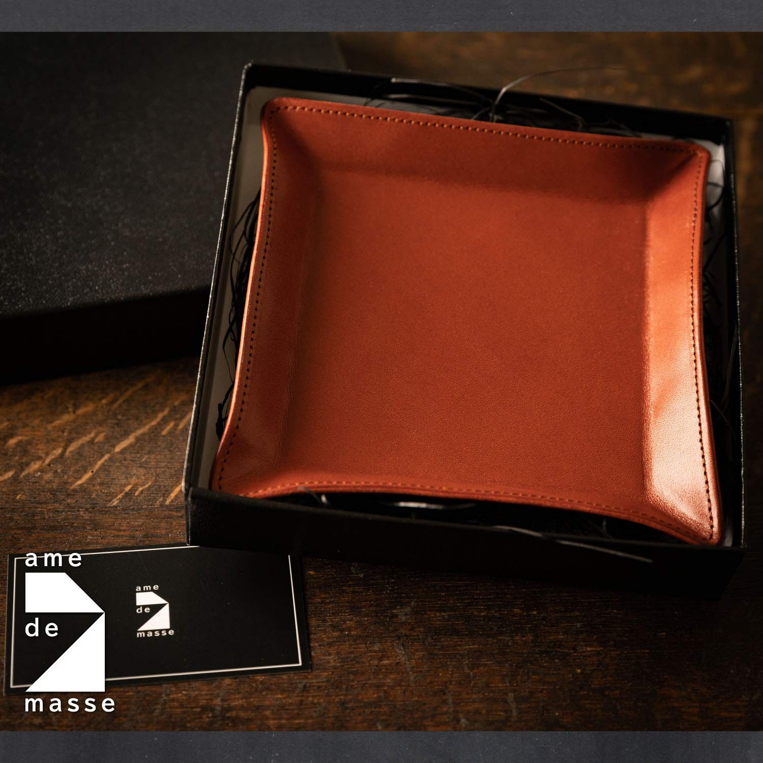 am de mas Tochigi Leather Desktop Accessory Tray Russet Brown Japan