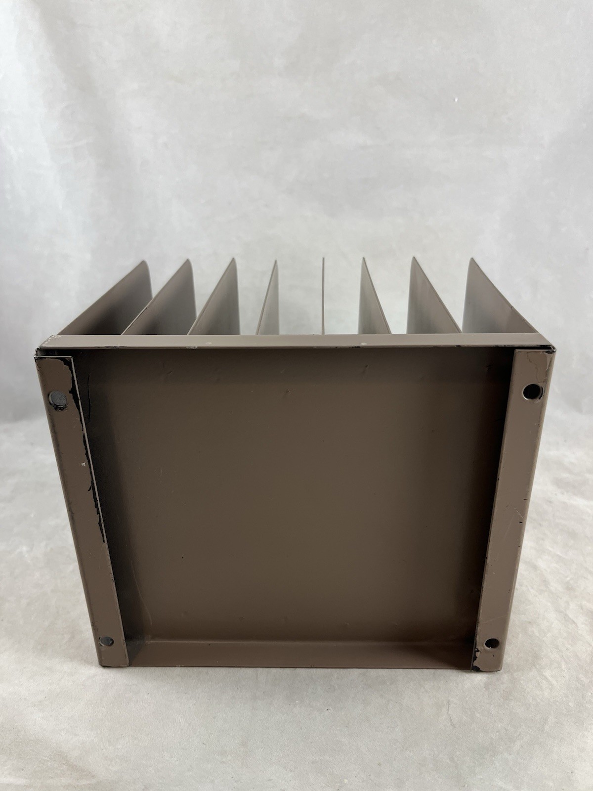 Small Metal Desk File Letter Paper Organizer 7.25 x 6 x 6 Inches Vintage
