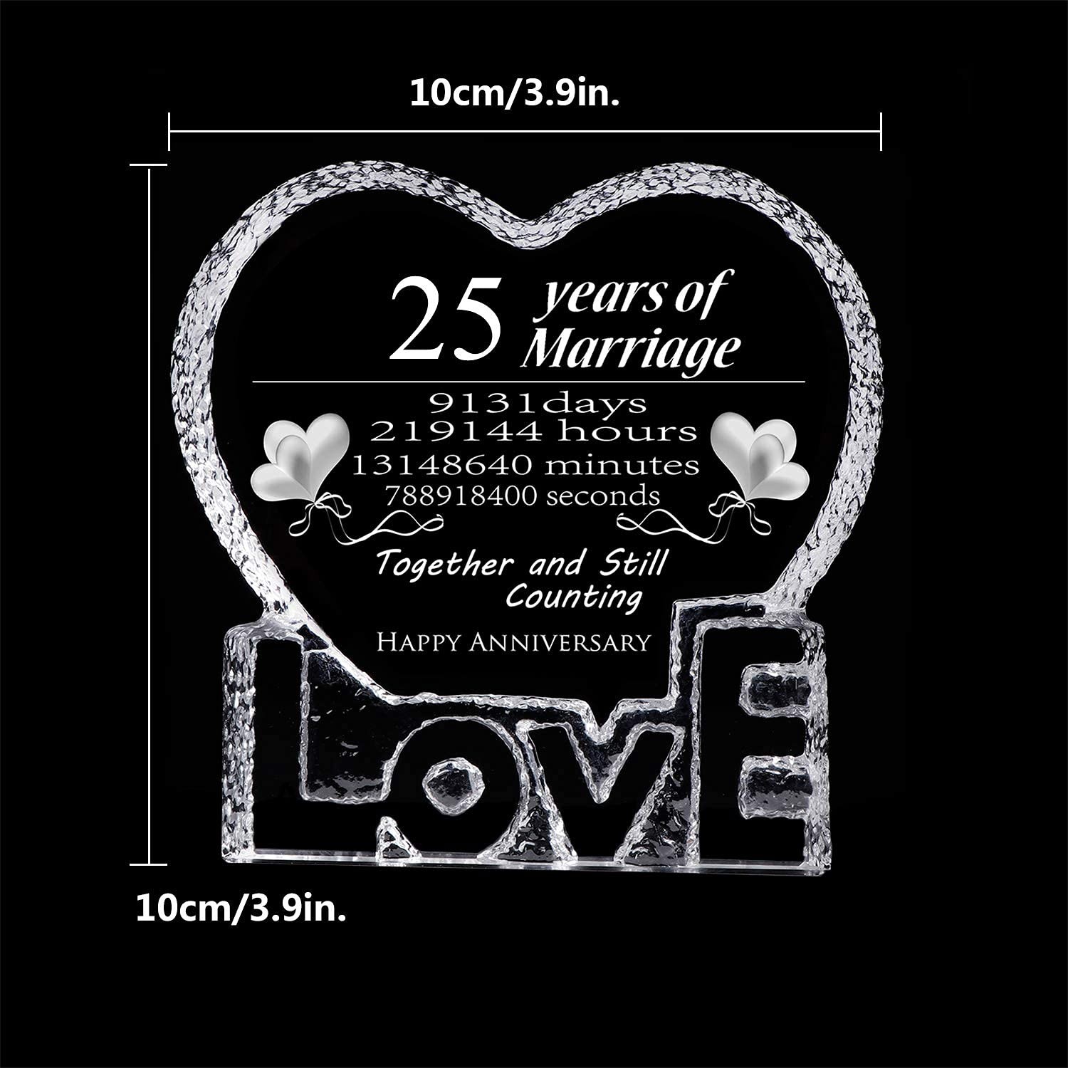 Ywhl 25 Year Marriage 25Th Wedding Anniversary Crystal Paperweight Keepsake