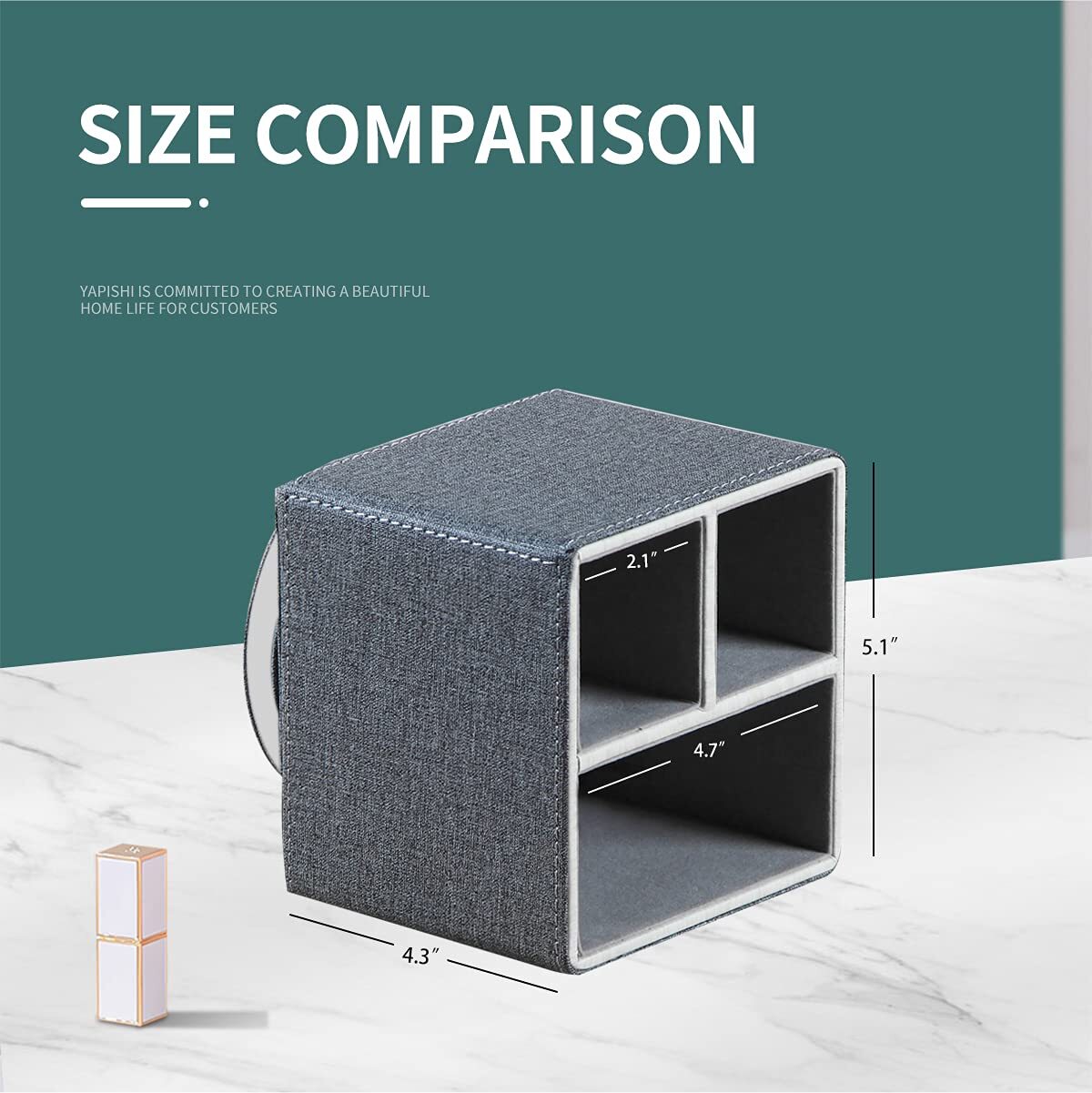 Remote Control Holder PU Leather 360 Swivel Makeup Office Storage Caddy