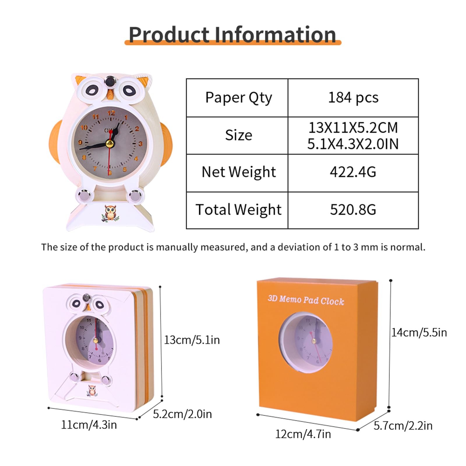 2-in-1 3D Paper Sculpture Calendar & Clock, 2026 Desk that White