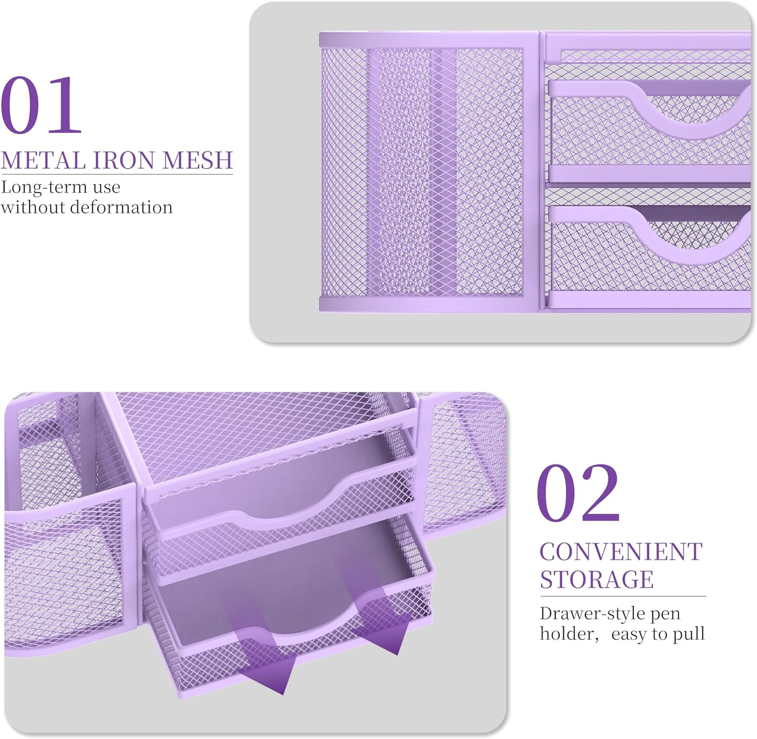 Mesh Desk Organizer, Desk Organizers and Accessories with Drawers, Pen Holder fo