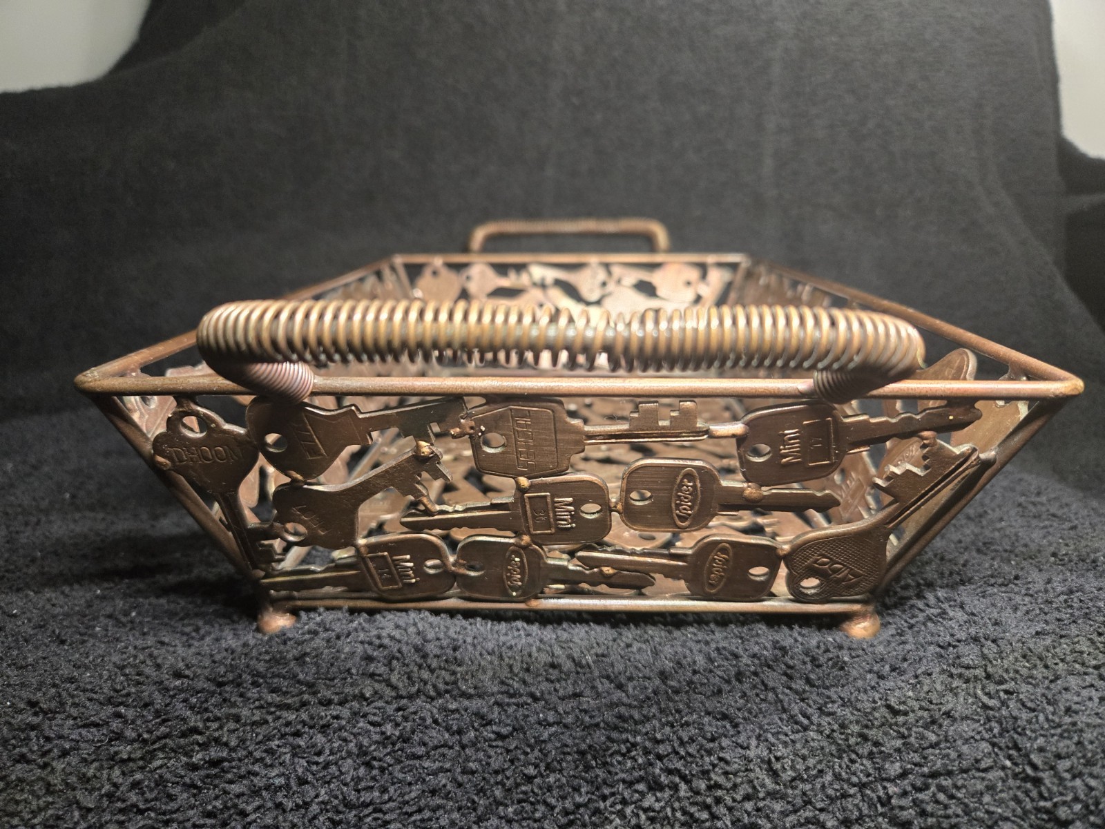 Handmade Recycled Key 3 Pc Desk Set Tray Bowl Pencil Cup India Industrial