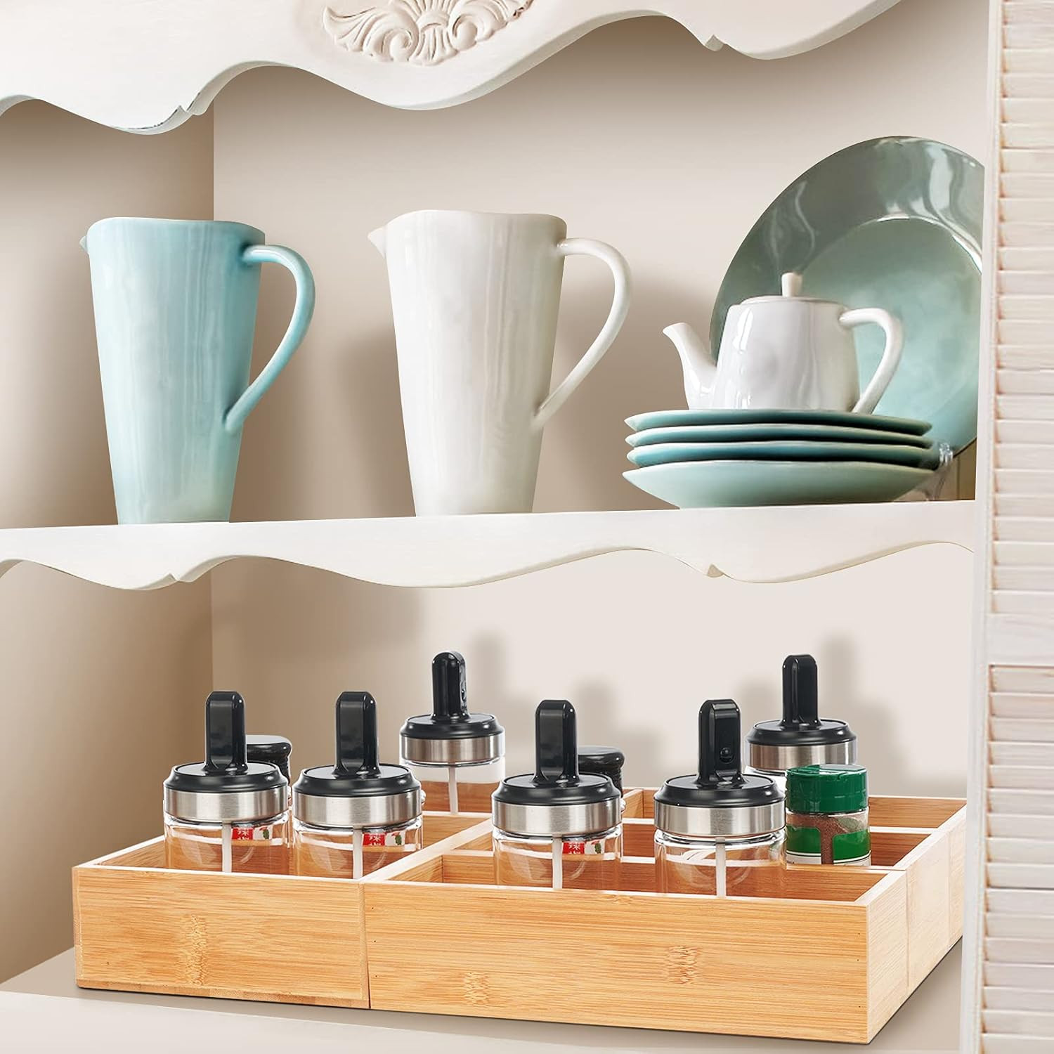 Bamboo Drawer Organizer Boxes Set of 5 for Bathroom Vanity Desk Kitchen