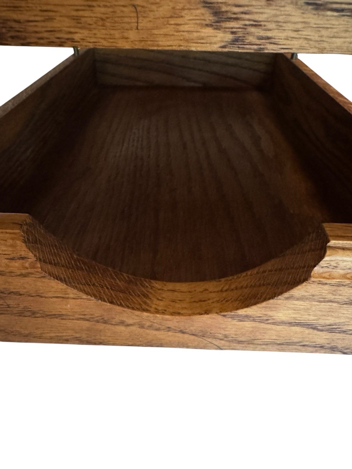 Mid Century Vintage Solid Oak 2 Tier Legal Letter Document Tray Desk Organizer