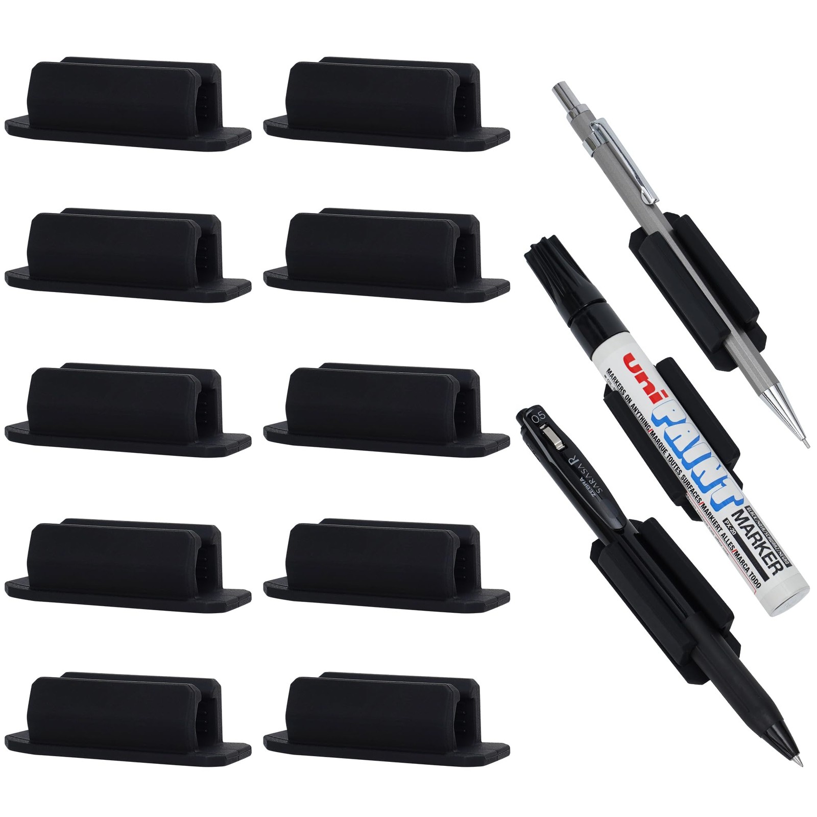 10 Pcs Flexible Silicone Adhesive Pencil Holders Grips Clip for Desk Wall