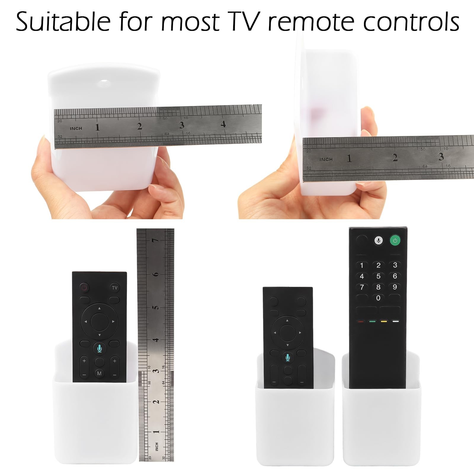 2 Pack White Remote Control Holder, Self adhesive Wall Mount Storage Box