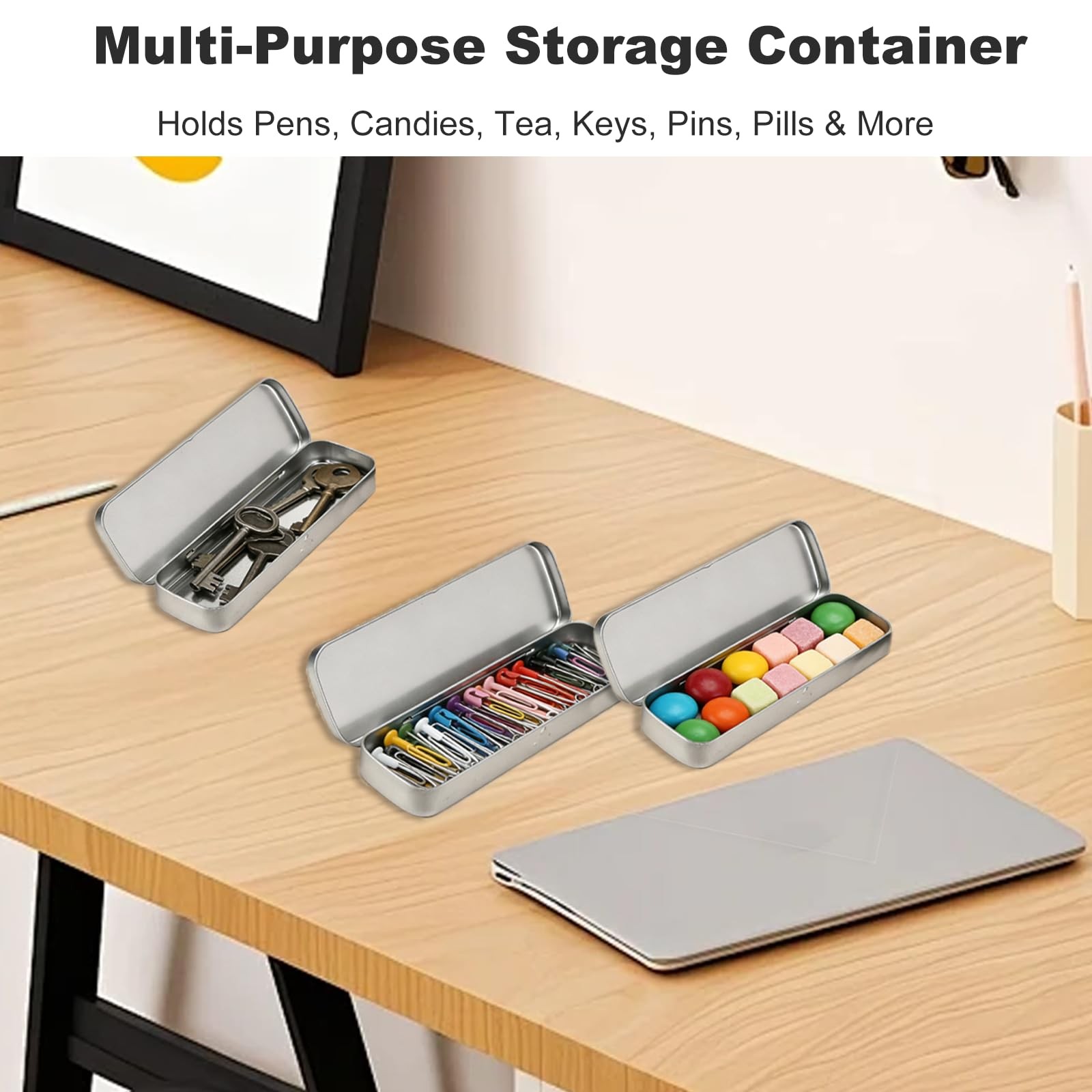 YKEBVPW Metal Pencil Box Tin Case Small Tins with Lid Empty Rectangular Boxes…