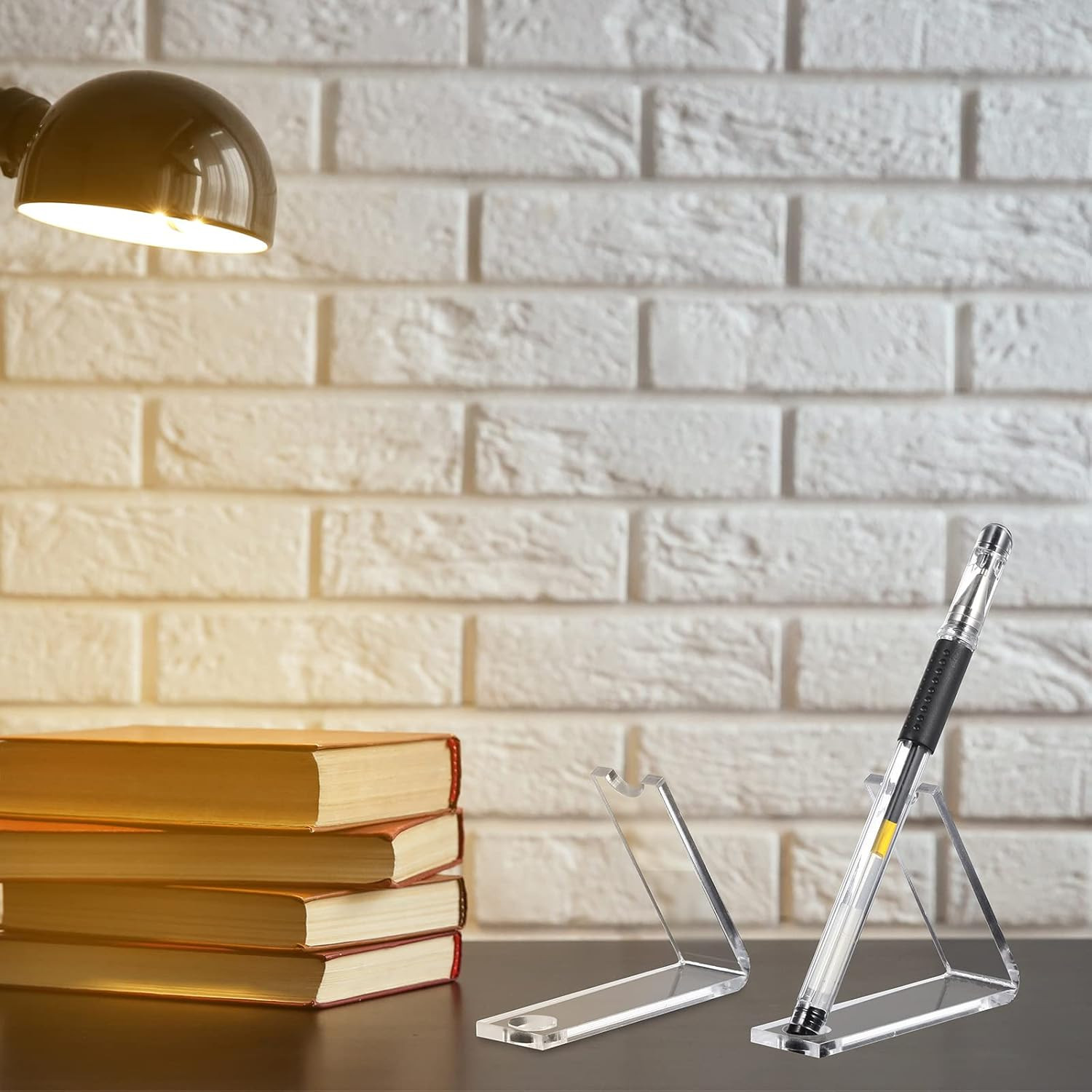 2 Pcs Acrylic Pen Display Stand, Clear Single Pen Holder, Transparent Makeup Bru