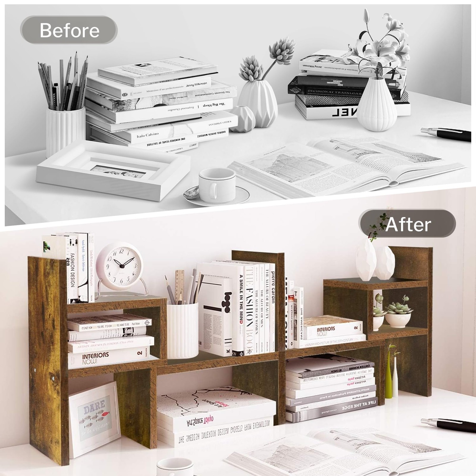 Jerry & Maggie – Desktop Organizer 16*15.8*6.8 inches, Natural Wood Tone