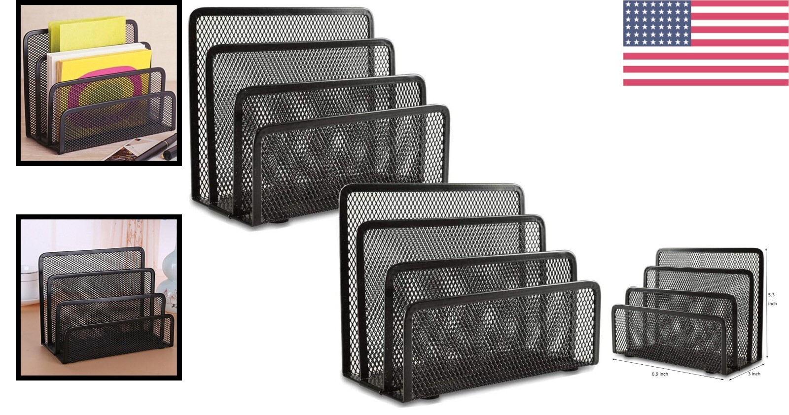 2 Pack Industrial-Style Vertical Mail Sorter – Effortless Desktop Organization